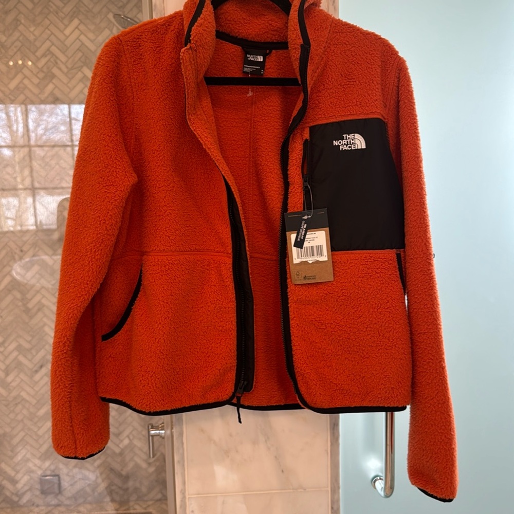 nwt north face orange fleece
